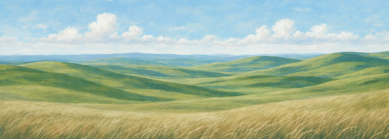 Rolling hills representing grounded, long-term growth in biologics and biomanufacturing strategy